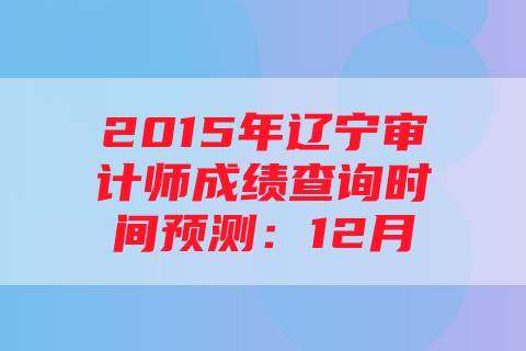 2015年辽宁审计师成绩查询时间预测：12月