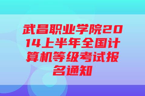 武昌职业学院2014上半年全国计算机等级考试报名通知