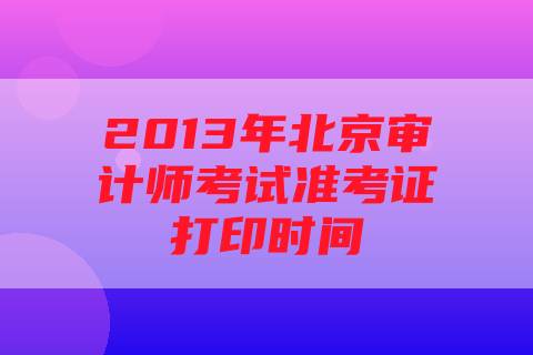 2013年北京审计师考试准考证打印时间